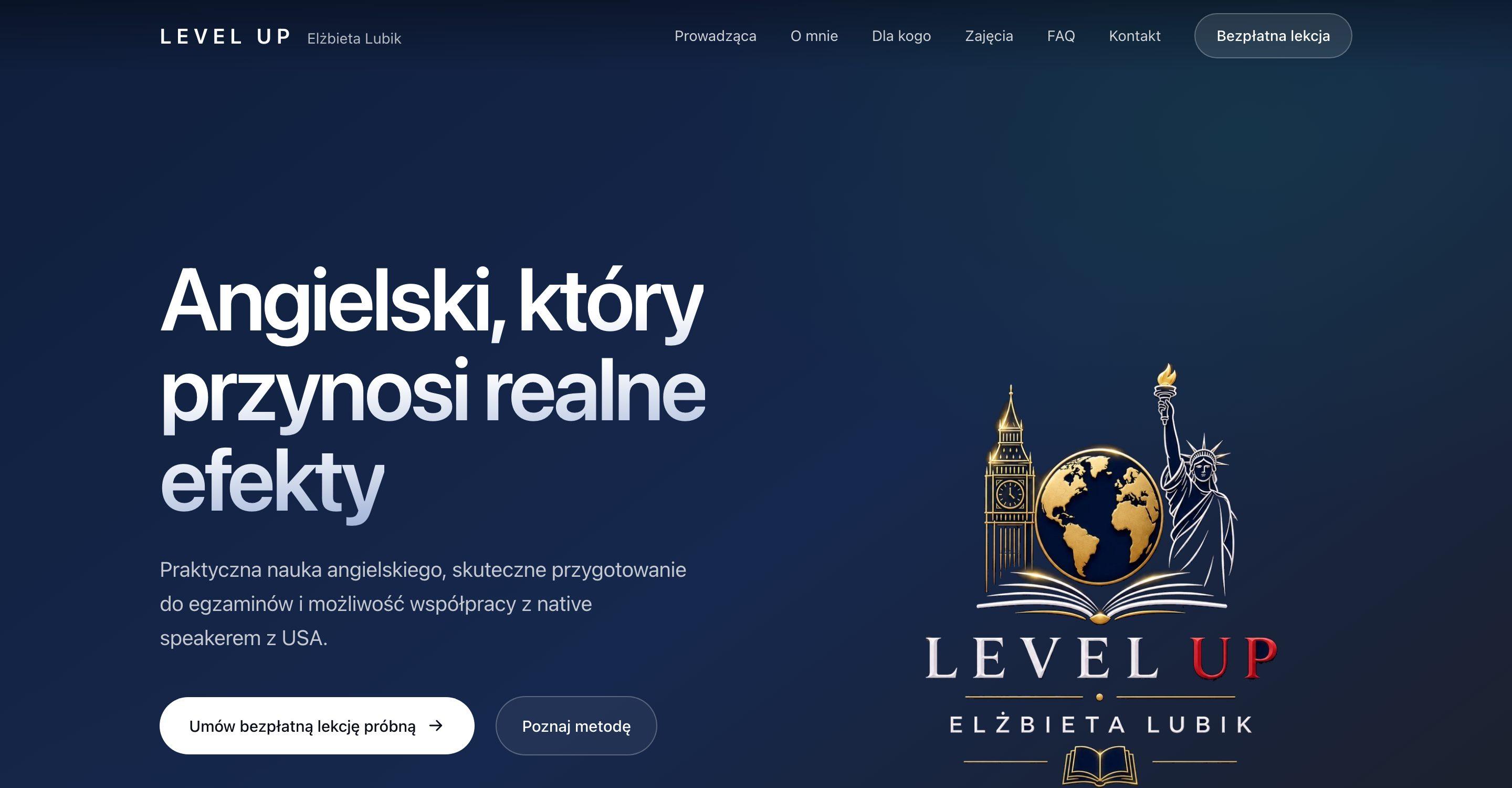 Zrzut ekranu strony Level Up Pniewy